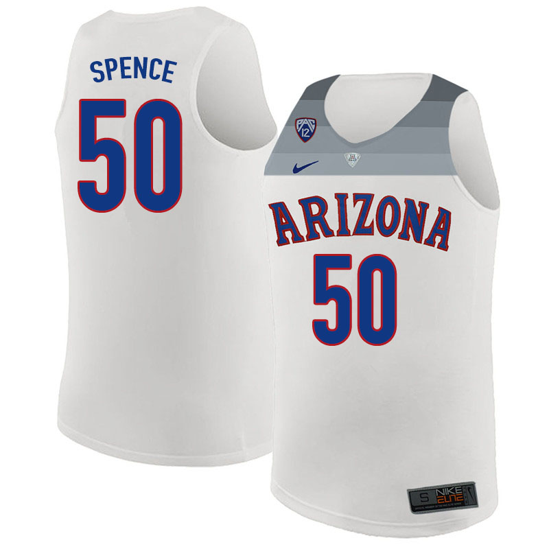 Men #50 Alec Spence Arizona Wildcats College Basketball Jerseys Sale-White